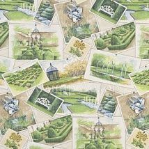 Фото: ткань с открытками, красивыми садами PP50339/3- Ампир Декор
