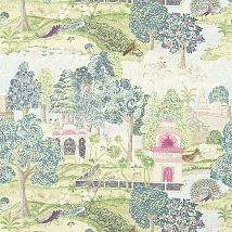 Фото: льняная ткань с принтом индийский сад 321684- Ампир Декор
