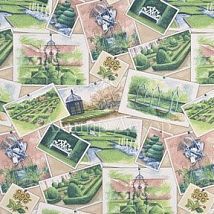 Фото: ткань с открытками, красивыми садами PP50339/2- Ампир Декор