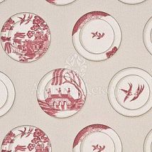 Фото: ткань с тарелками в японском стиле PP50329/2- Ампир Декор